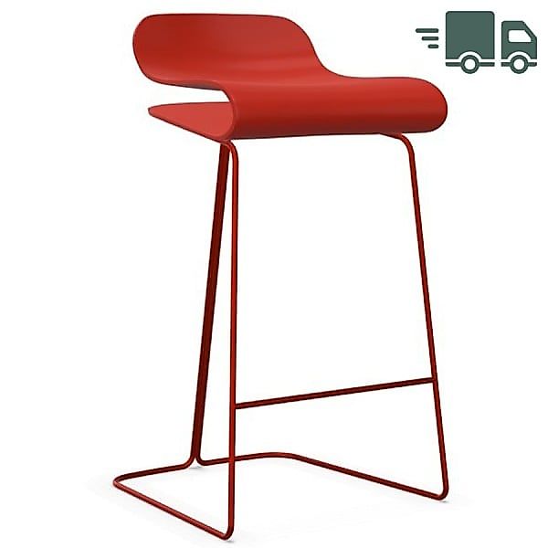 Kristalia BCN Barhocker mit Kufengestell korallenrot - Höhe 66 cm günstig online kaufen