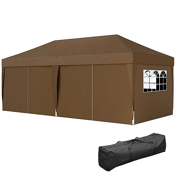 Outsunny Gartenpavillon Outdoor faltbares Pavillon 3 x 6 m Pop-Up mit 6 sei günstig online kaufen