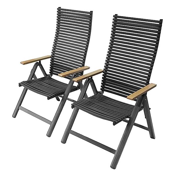 Leco Klappstuhl Juno Aluminium mit Armlehnen verstellbar Anthrazit 2er Set günstig online kaufen