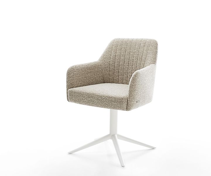 Drehstuhl Greg-Flex Webstoff Soft Beige Fußkreuz Weiß 360° drehbar Wippfunk günstig online kaufen