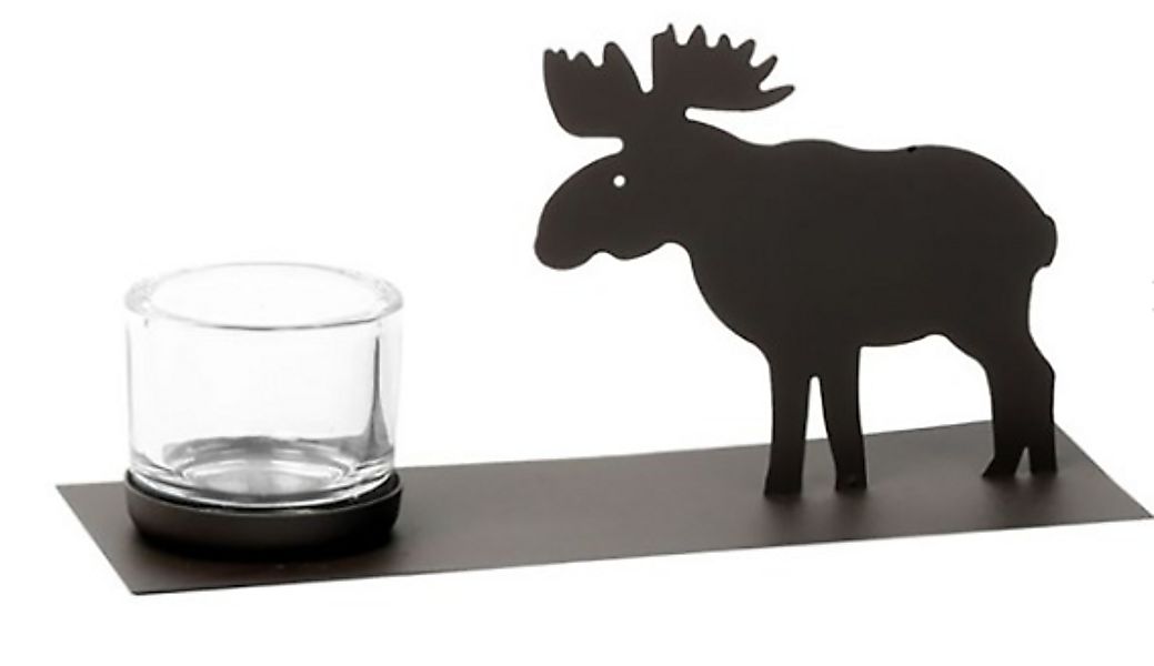 Deko Windlicht Elch – Winterliche Tischdeko aus Eisen und Glas günstig online kaufen