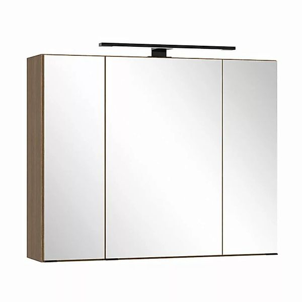 Lomadox Spiegelschrank SORRENT-03 80 cm breit in Eiche, 3 Türen, inkl. Aufb günstig online kaufen