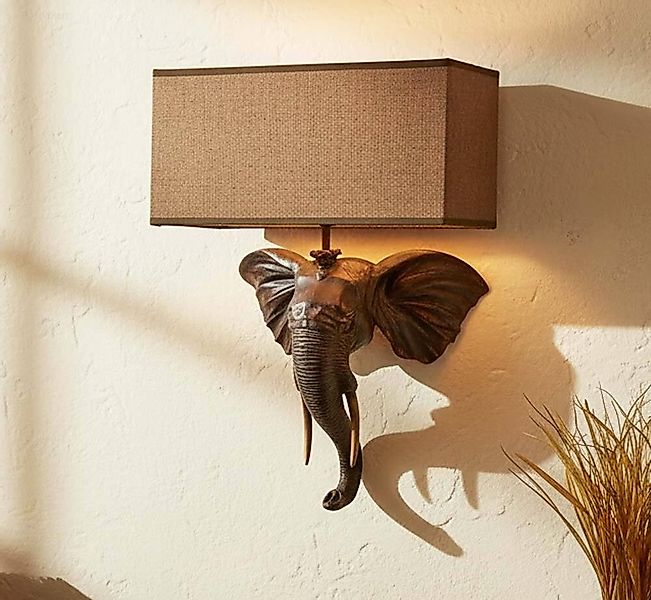 Wandleuchte Elefant Afrika Wandlampe Safari Kolonialstil Antik-Stil Braun günstig online kaufen