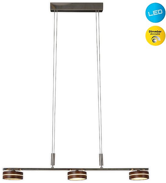 näve LED Pendelleuchte »"Triberg"«, 3 flammig, 3 flg., Schirme Holz (Eiche) günstig online kaufen