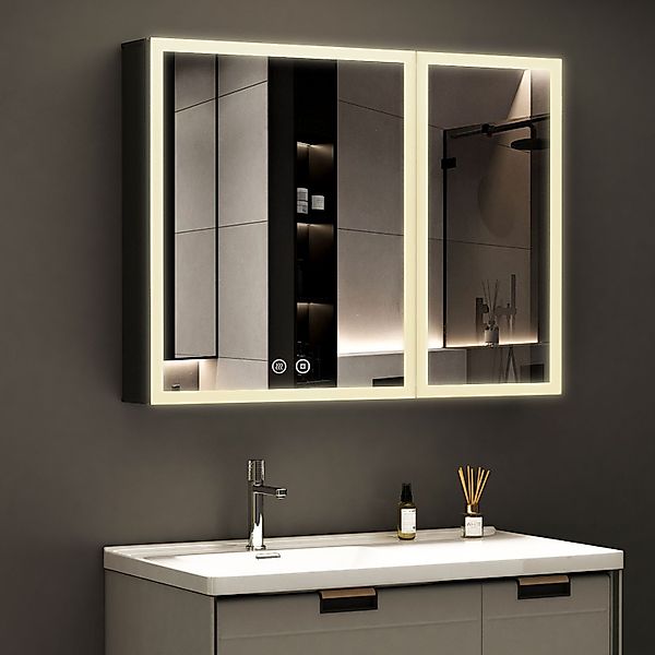 WDWRITTI Spiegelschrank mit beleuchtung 3Lichtmodi Dimmbar günstig online kaufen