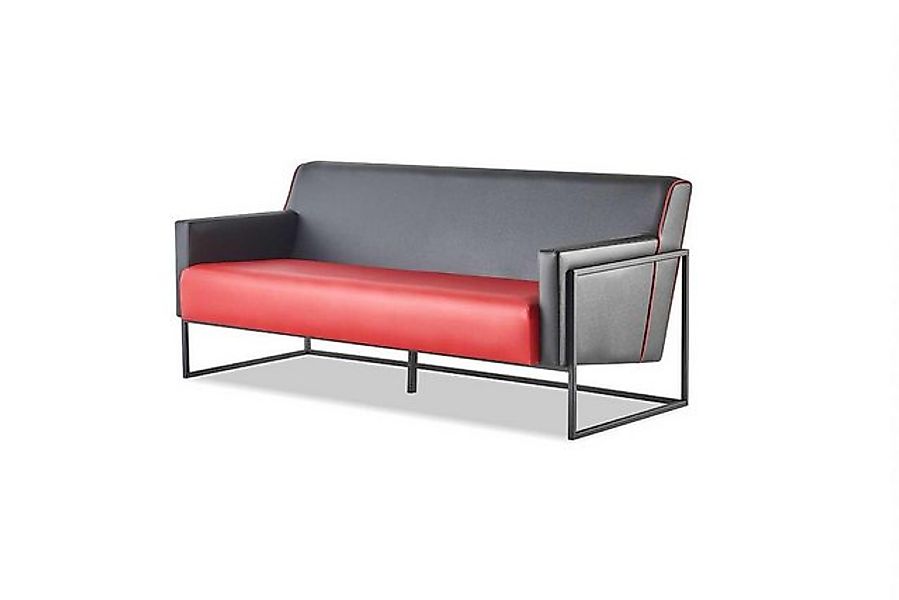 JVmoebel 3-Sitzer Sofa 3-Sitzer Schwarz Rot Ledersofa Modern Dreisitzig Cou günstig online kaufen
