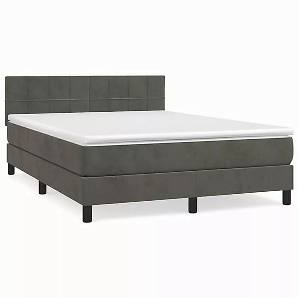 furnicato Bettgestell Boxspringbett mit Matratze Dunkelgrau 140x200 cm Samt günstig online kaufen