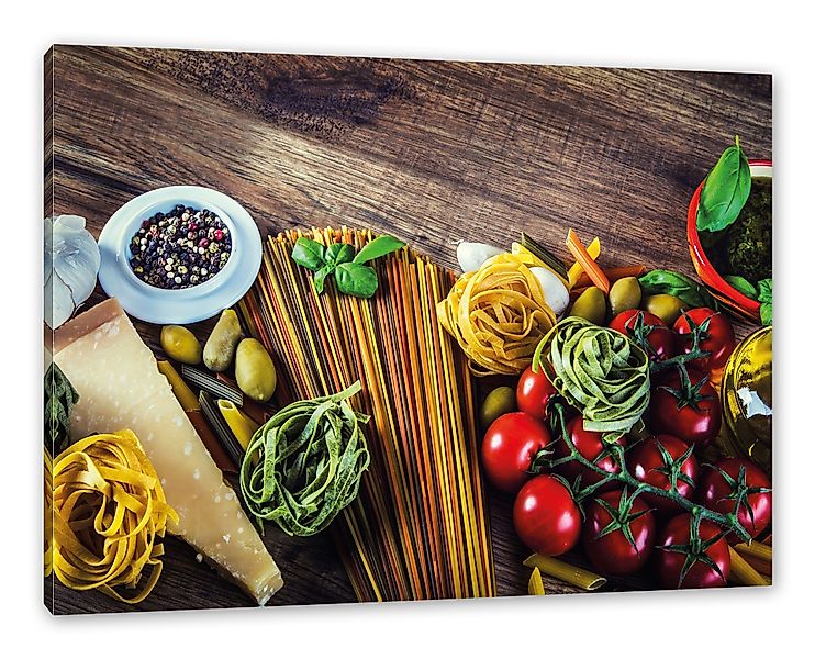 Pixxprint Leinwandbild Pasta Italia mit Tomaten, günstig online kaufen