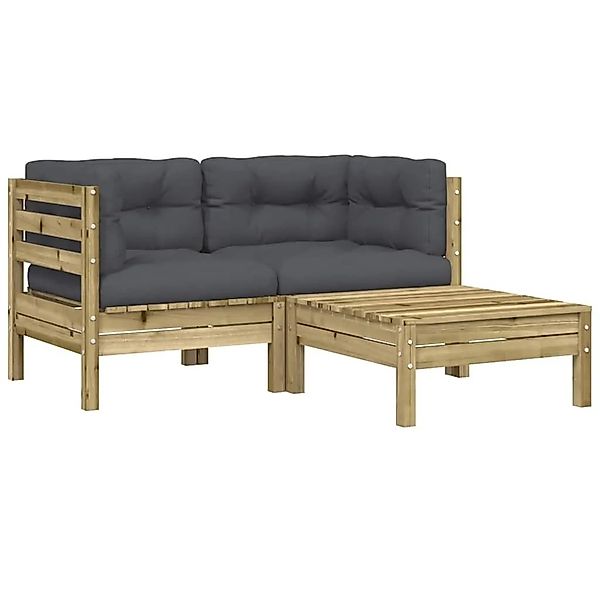 vidaXL Gartensofa mit Kissen und Hocker 2-Sitzer 838180 günstig online kaufen
