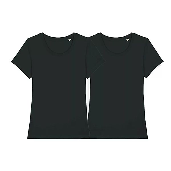Damen Basic T-shirt Aus Bio-baumwolle 2er Pack - Schwarz/weiß günstig online kaufen