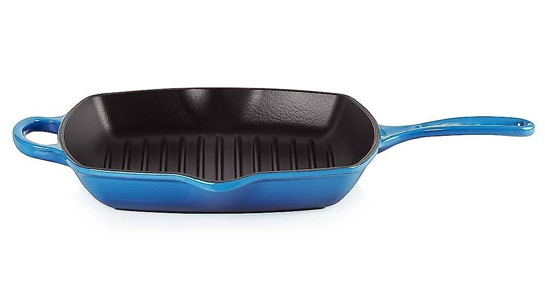 Le Creuset Grillpfanne Quadrat Signature Gusseisen Azure Blau 26cm günstig online kaufen