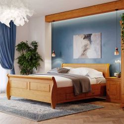 Echtholzbett Bettgestell aus Kiefer Massivholz im Landhausstil günstig online kaufen