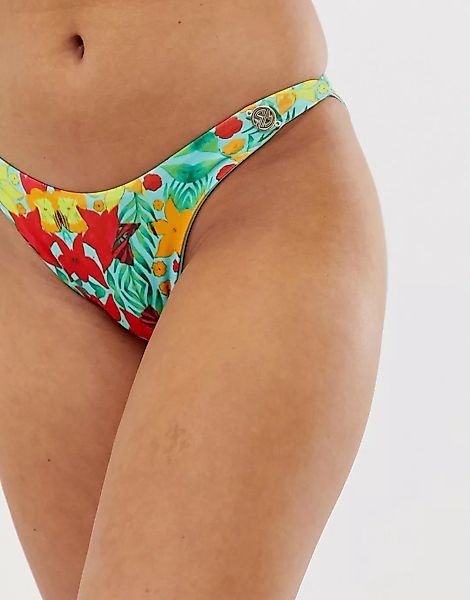Sian Marie – Amphi – Wende-Bikinihose mit blauem Tropenmuster-Mehrfarbig günstig online kaufen