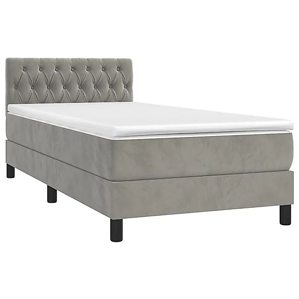vidaXL Boxspringbett mit Matratze und LED Hellgrau 100x200 cm Samt 3134567 günstig online kaufen