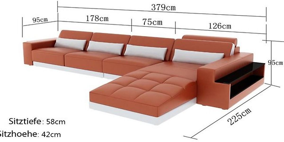 Xlmoebel Ecksofa Ledersofa mit USB-Anschluss und modernem Design für Wohnla günstig online kaufen