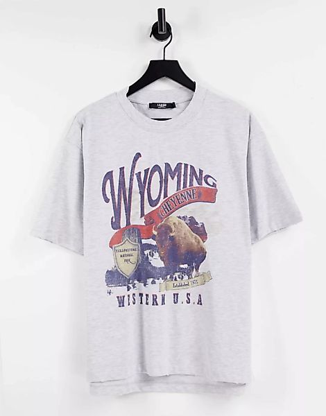 Jaded London – Oversize-T-Shirt in Grau mit Wyoming-Print günstig online kaufen