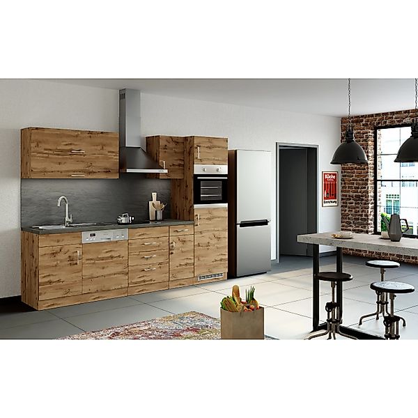 Held Möbel Küchenzeile Sorrento 270 cm Wotaneiche-Wotaneiche ohne E-Geräte günstig online kaufen