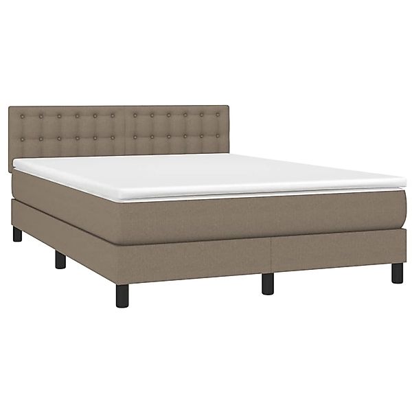 vidaXL Boxspringbett mit Matratze & LED Taupe 140x190 cm Stoff 3133473 günstig online kaufen