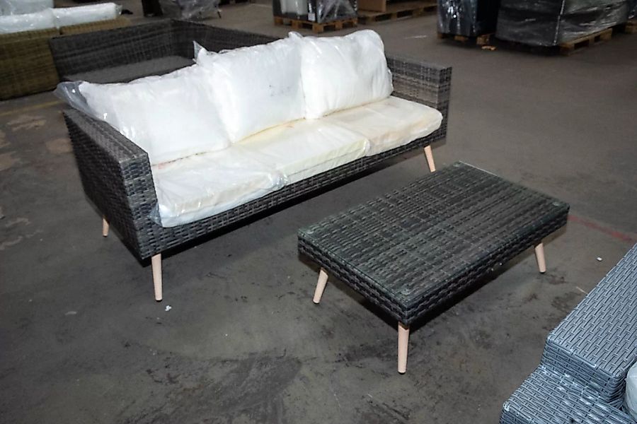 #HBM 2873: Sofa XL Molde + Tisch 60x100-grau-meliert günstig online kaufen