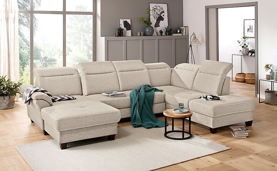 Home affaire Wohnlandschaft »Solvei U-Form« Sitztiefenverstellung und Feder günstig online kaufen