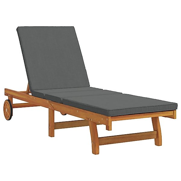 vidaXL Sonnenliege mit Rädern und Kissen Dunkelgrau Massivholz 4105536 günstig online kaufen