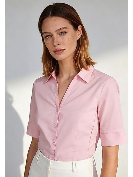 MORE&MORE Kurzarmbluse klassische, taillierte Basic-Bluse günstig online kaufen