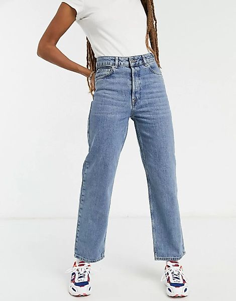Selected Femme – Kate – Blaue Jeans mit hohem Bund und geradem Bein günstig online kaufen