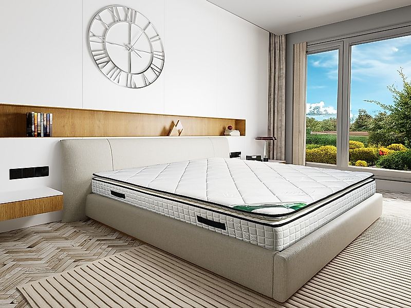 Matratze - 160 x 200 cm - Schaumstoff & Bambusbezug - Stärke 23 cm - ADANA günstig online kaufen