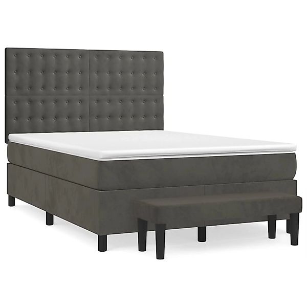 vidaXL Boxspringbett mit Matratze Dunkelgrau 140x200 cm Samt1359194 günstig online kaufen