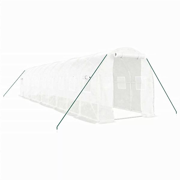 furnicato Gewächshaus mit Stahlrahmen Weiß 20 m² 10x2x2 m günstig online kaufen