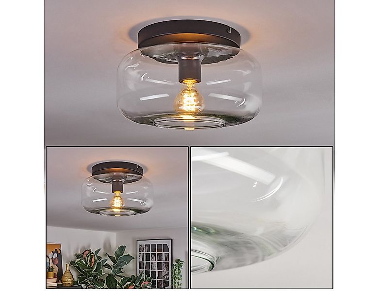 hofstein Deckenleuchte Deckenlampe aus Metall/Glas in Schwarz/Klar, ohne Le günstig online kaufen