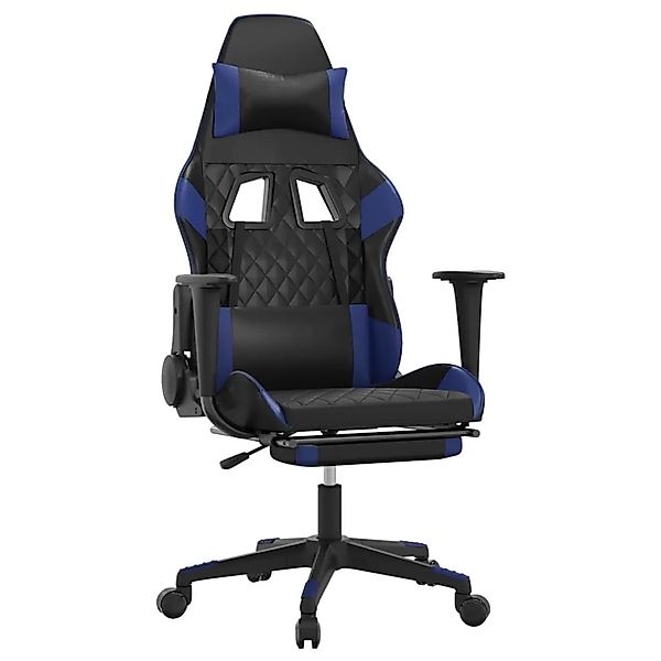 vidaXL Gaming-Stuhl mit Fußstütze Schwarz und Blau Kunstleder 3143764 günstig online kaufen