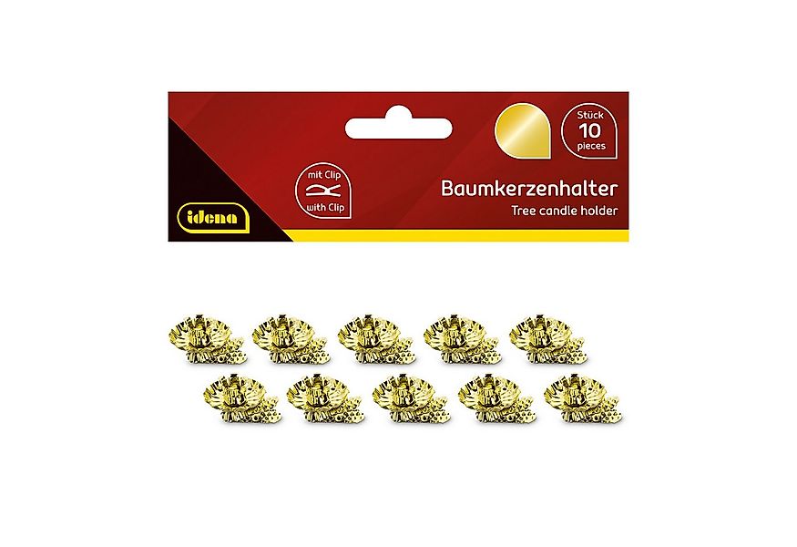 Idena Kerzenhalter Idena Baumkerzenhalter mit Clip gold 10 Stück günstig online kaufen