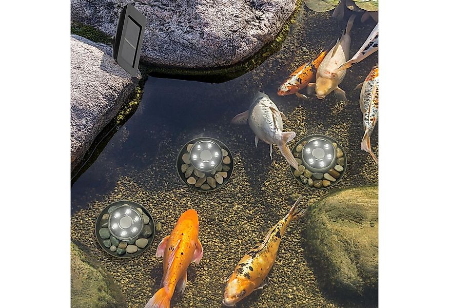 Gravidus LED Teichleuchte Solar Gartenteich Strahler-Set Unterwasserbeleuch günstig online kaufen