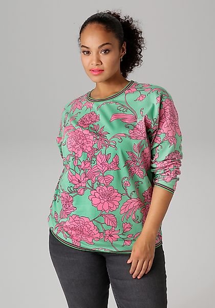 Aniston PLUS Sweatshirt mit großflächigen, grafischen günstig online kaufen