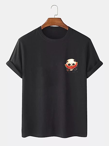 Herren 100% Baumwolle Panda Bedruckte O-Neck Casual Kurzarm T-Shirts günstig online kaufen