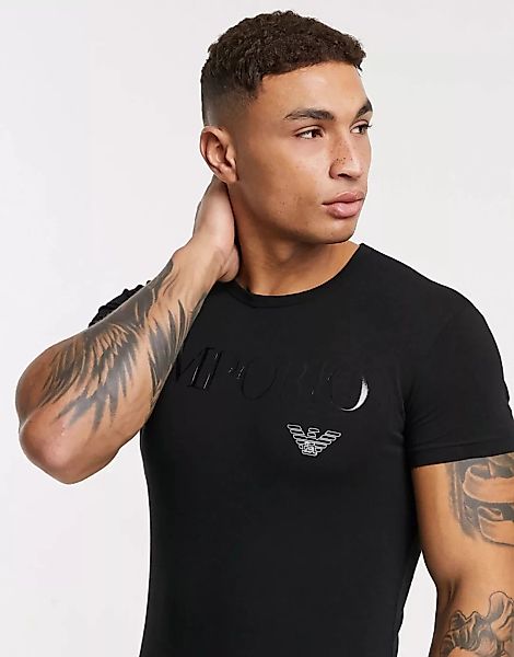 Emporio Armani – Loungewear – Schwarzes T-Shirt mit Logo günstig online kaufen