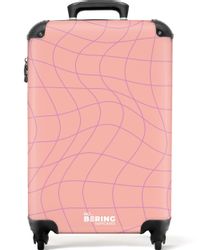 NoBoringSuitcases.com© Hartschalen-Trolley Rosa mit lila Wellenlinien günstig online kaufen