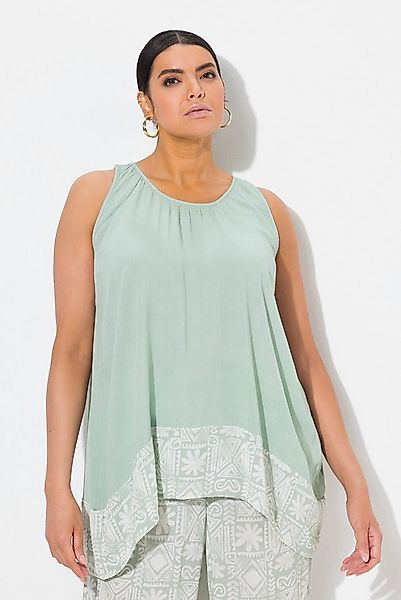 Ulla Popken Spitzenbluse Blusentop A-Linie Rundhals ärmellos günstig online kaufen