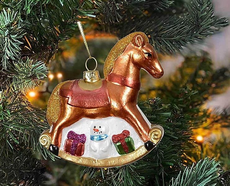 Nostalgie Christbaumschmuck Schaukelpferd Weihnachtsbaum Anhänger Bruchfest günstig online kaufen
