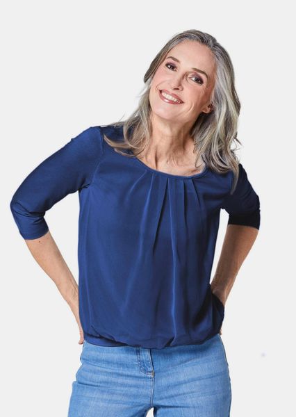 GOLDNER Kurzarmbluse Kurzgröße: Chiffon-Shirt mit 3/4-Arm, günstig online kaufen