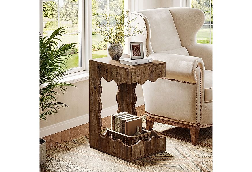 Tribesigns Beistelltisch Sofatisch mit 2-stöckiger, C-Form Kaffeetisch, 35 günstig online kaufen