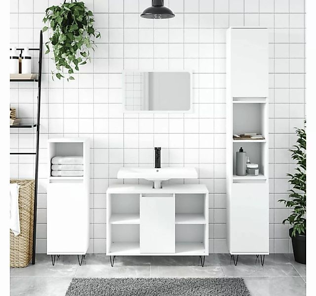 vidaXL Badezimmerspiegelschrank Badschrank Weiß 30x30x100 cm Holzwerkstoff günstig online kaufen