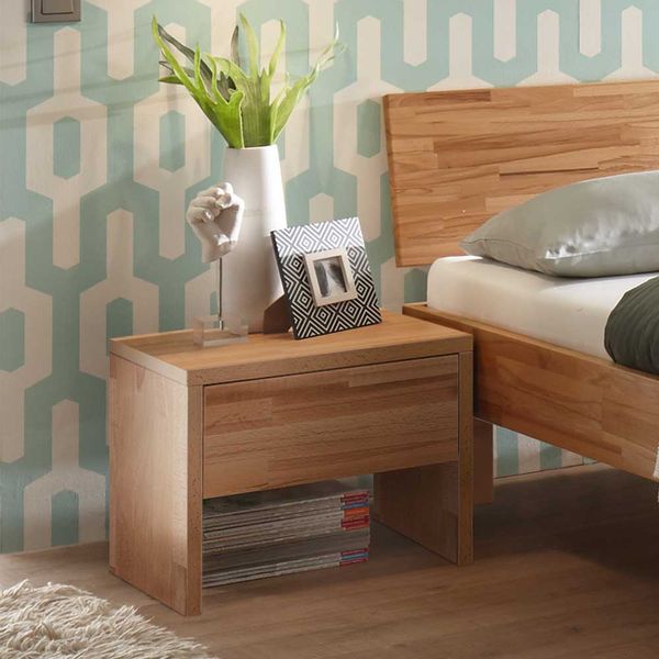 Holzbett aus Kernbuche Massivholz Nachtkonsole (zweiteilig) günstig online kaufen