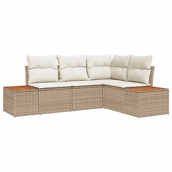 vidaXL Garten-Sofa-Set mit Kissen 4-Tlg Beige Poly Rattan 3348077 günstig online kaufen