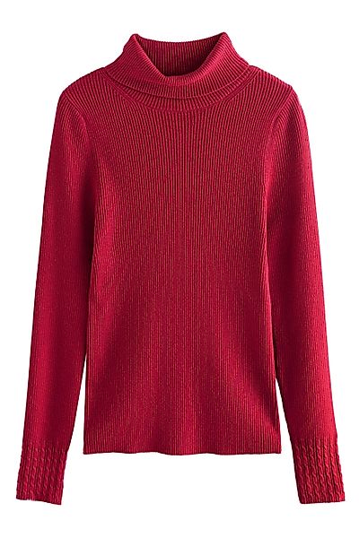 Next Strickpullover Gerippter Rollkragenpullover mit Wollanteil günstig online kaufen