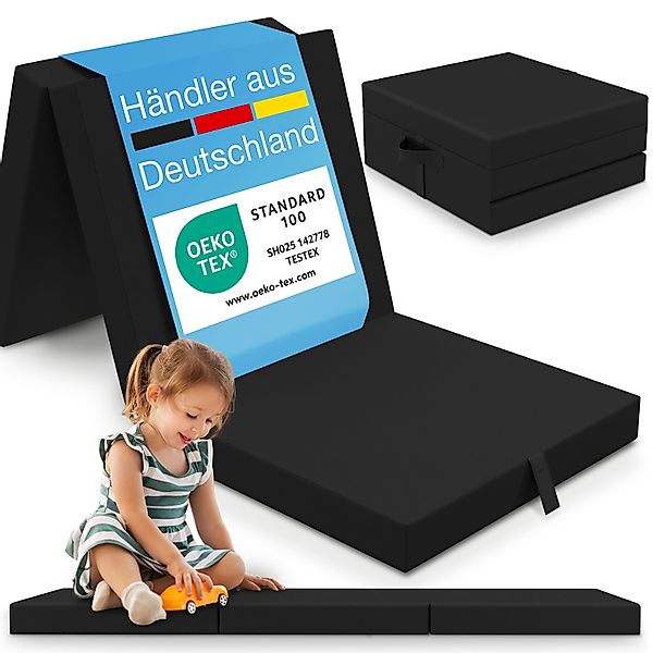 ELONEO Klappmatratze 65x195 cm, 9 cm hoch, Schwarz, Klappmatratze Kinder fa günstig online kaufen