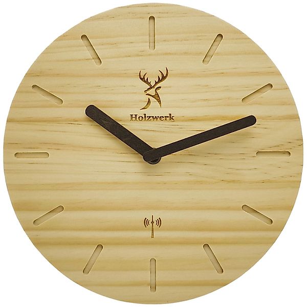 Holzwerk Funkwanduhr moderne Loft Funk Holz günstig online kaufen