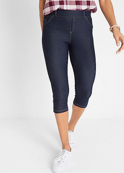 bonprix Caprileggings in Jeansoptik, aus Baumwollmischung, Skinny Fit günstig online kaufen