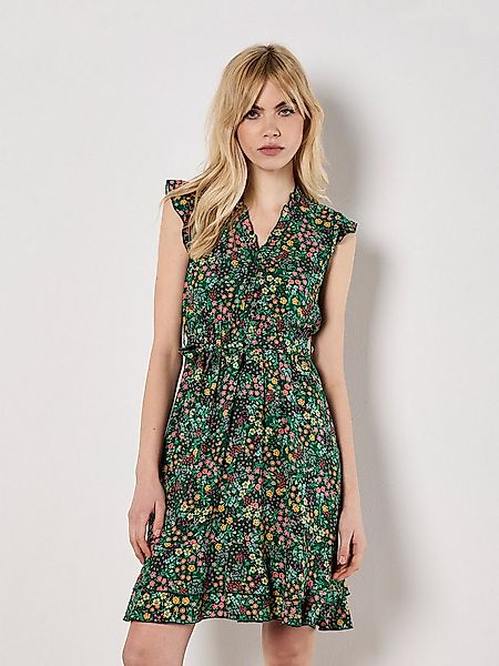 Apricot Druckkleid Blumen-Sommerkleid (2-tlg) mit Rüschen günstig online kaufen